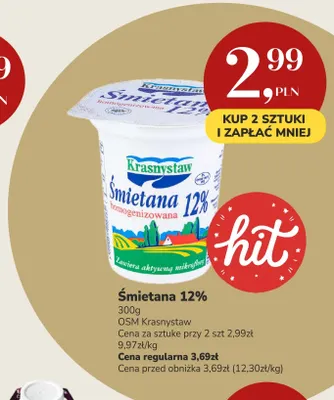 Śmietana Krasnystaw 12% promocja w Market Point