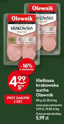 Kiełbasa krakowska sucha Olewnik promocja w Żabka