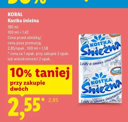 Lody Kostka śnieżna Koral promocja w Lidl