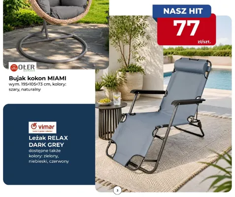 Leżak Vimar RELAX DARK GREY promocja w PSB Mrówka