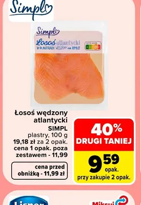Łosoś wędzony atlantycki w plastrach Simpl promocja w Carrefour