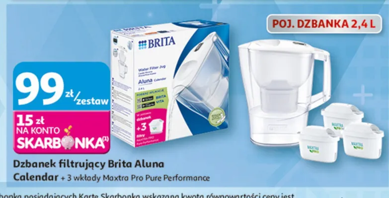 Dzbanek filtrujący Brita Aluna Calendar + 3 wkłady Maxtra Pro Pure Performance 2,4l promocja w Auchan