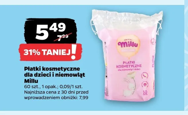 Płatki kosmetyczne dla dzieci i niemowląt Millu promocja w Netto