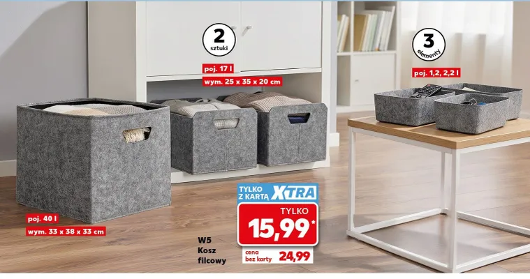Kosz filcowy W5 40l 33x38x33cm promocja w Kaufland