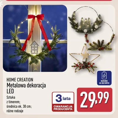 Metalowa dekoracja LED Home Creation promocja w Aldi