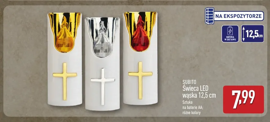 Świeca LED wąska 12,5 cm Subito promocja w Aldi