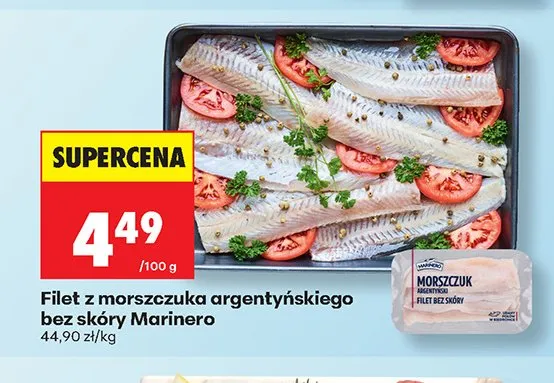 Filet z morszczuka argentyńskiego bez skóry Marinero promocja w Biedronka