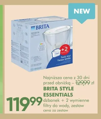 Zestaw dzbanek Brita Style Essentials + 2 wymienne filtry do wody promocja w Super-Pharm