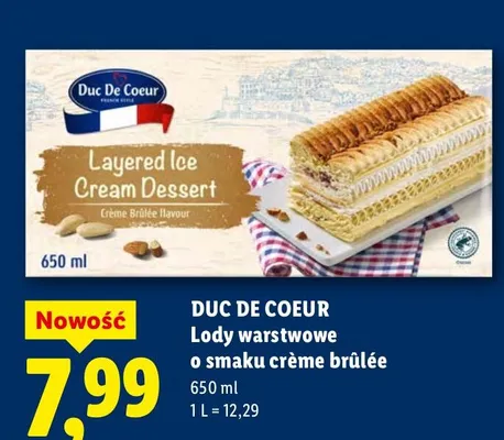 Lody warstwowe o smaku crème brûlée promocja w Lidl