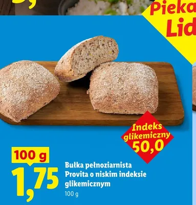 Bułka pełnoziarnista Provita o niskim indeksie glikemicznym promocja w Lidl