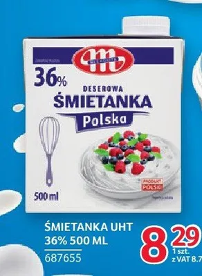 Śmietanka UHT 36% Mlekpol promocja w Selgros