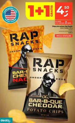 Chipsy Rap Snacks O.G. Bar-B-Que Cheddar promocja w Dealz