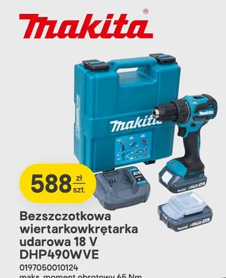 Bezszczotkowa wiertarkowkrętarka udarowa DHP490WVE Makita promocja w Castorama
