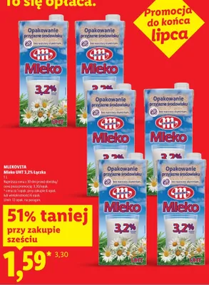 Mleko UHT 3,2% Mlekovita Łączka promocja w Lidl