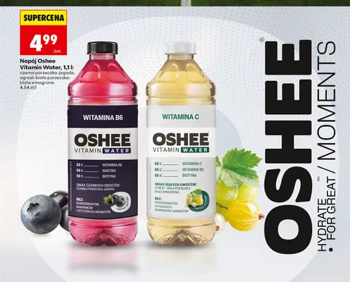 Napój Oshee Vitamin Water czarna porzeczka-jagoda promocja w Biedronka