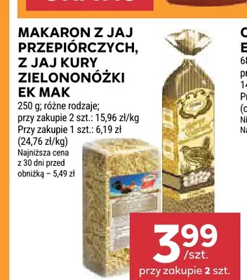 Makaron z jaj przepiórczych Ek Mak promocja w Stokrotka