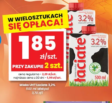Mleko UHT Łaciate 3,2% promocja w emma MARKET