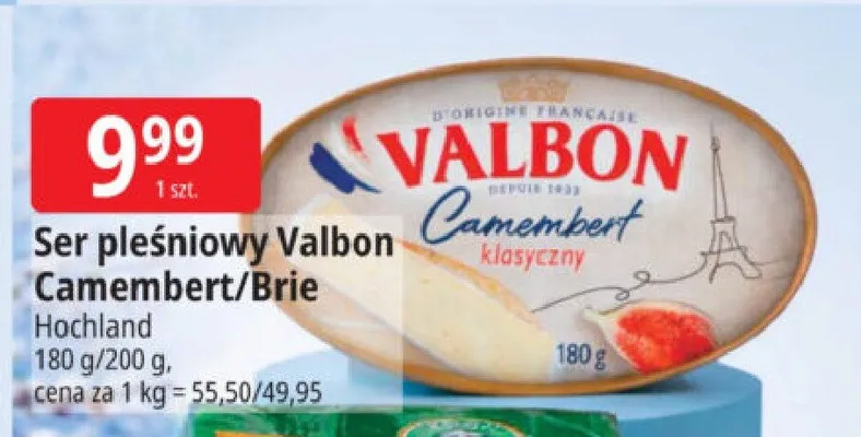 Ser pleśniowy Camembert/Brie Valbon promocja w Leclerc