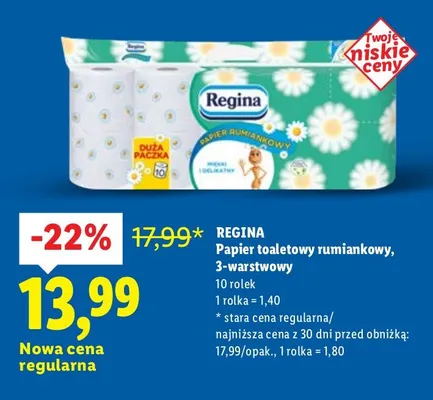 Papier toaletowy rumiankowy, 3-warstwowy  10 rolek promocja w Lidl