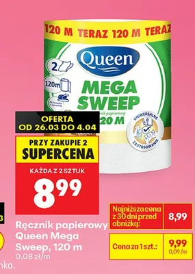 Ręcznik papierowy Queen Mega Sweep promocja w Biedronka