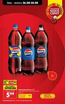 Napój gazowany Pepsi Zero Cukru promocja w Biedronka
