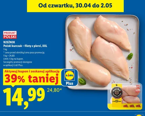 Kurczak filety z piersi XXL Rzeźnik Polski promocja w Lidl
