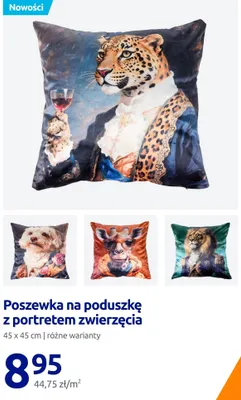 Poszewka na poduszkę z portretem zwierzęcia 45x45 cm promocja w Action