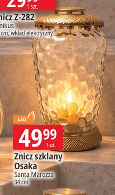 Znicz szklany Osaka Santa Marozza 34 cm promocja w Leclerc
