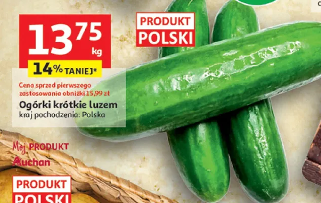 Ogórki krótkie luzem promocja w Auchan