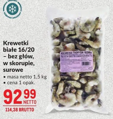 Krewetki białe 16/20 - bez głów, w skorupie, surowe promocja w Makro