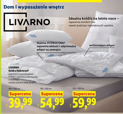 Kołdra Hydrocool Livarno 140x200 cm promocja w Lidl