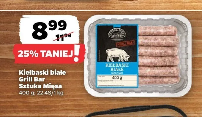 Kiełbaski białe Grill Bar Sztuka Mięsa promocja w Netto