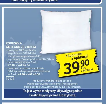 Poduszka Gotland 70x80 cm promocja w Selgros