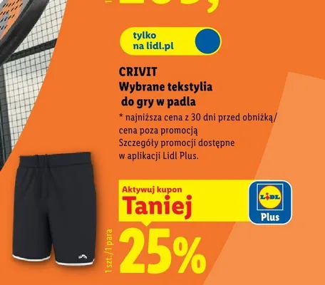 Wybrane tekstylia do gry w padla CRIVIT promocja w Lidl