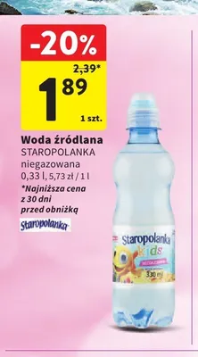Woda źródlana Staropolanka Kids niegazowana promocja w Intermarche