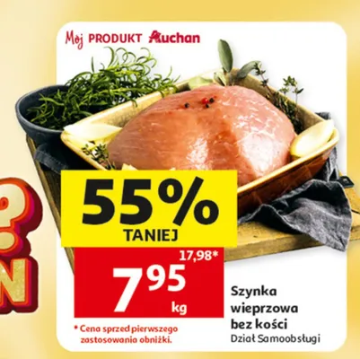 Szynka wieprzowa bez kości promocja w Auchan