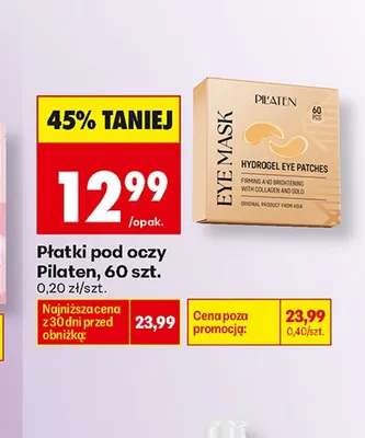 Płatki pod oczy Pilaten promocja w Biedronka