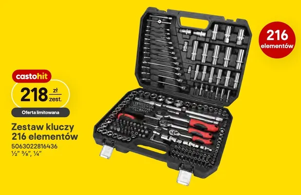 Zestaw kluczy 216 elementów Forge Steel promocja w Castorama