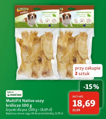 Gryzaki dla psa uszy królicze MultiFit Native promocja w MAXI ZOO