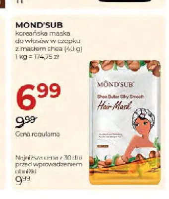 Koreańska maska do włosów w czepku z masłem shea Mond'Sub promocja w Drogerie Jawa