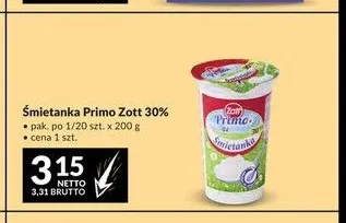 Śmietanka Primo Zott 30% promocja w Makro