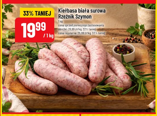 Kiełbasa biała surowa Rzeźnik Szymon promocja w POLOmarket