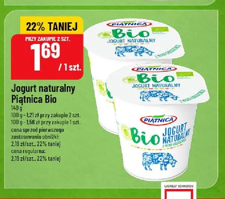 Jogurt naturalny Piątnica Bio promocja w POLOmarket