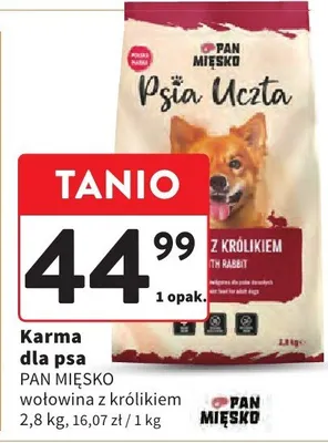 Karma dla psa wołowina z królikiem promocja w Intermarche