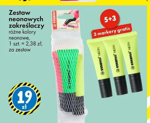 Zestaw neonowych zakreślaczy Stabilo promocja w Tedi
