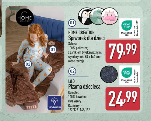 Piżama dziecięca L & D promocja w Aldi