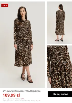 Stylowa sukienka midi z printem animal Greenpoint promocja w Greenpoint
