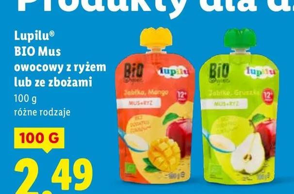 BIO Mus owocowy z ryżem lub ze zbożami promocja w Lidl
