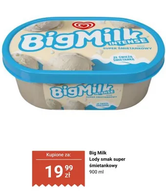 Lody Big Milk Intense super śmietankowy promocja w Biedronka