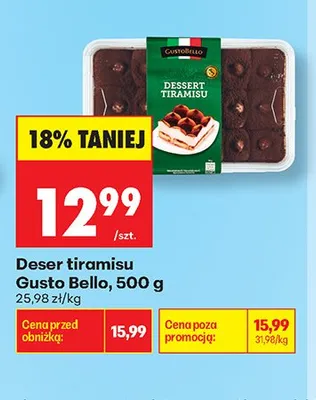 Deser tiramisu Gusto Bello promocja w Biedronka